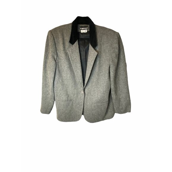 Vintage Sag Harbor Women's Gray Wool Blazer Jacket Size 18 - Picture 1 of 6